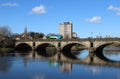 Bus on Skerton Bridge over River Lune, Lancaster