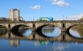 Bus on Skerton Bridge over River Lune, Lancaster