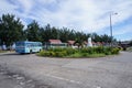 Bus station In the capital port Maturin local passenger line on the island of Rodriguez