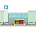 A bus station flat design illustration simple and minimalist