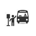 Bus station icon in flat style. Auto stop vector illustration on white isolated background. Autobus vehicle business concept Royalty Free Stock Photo