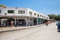 Bus station in Rhodes town. Main bus stop and taxi. Rhodes city in Greece. Royalty Free Stock Photo