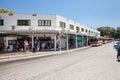 Bus station in Rhodes town. Main bus stop and taxi in Rhodes, Greece. Royalty Free Stock Photo