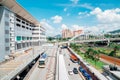 Bus station TBS Terminal Bersepadu Selatan and Bandar Tasik Selatan Station in Kuala Lumpur, Malaysia