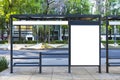Bus Stop Add, Blanck Banners By An Avenue
