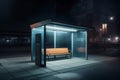 Bus stop in the city at night. 3d rendering mock up Royalty Free Stock Photo