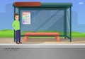 Bus stop concept background, cartoon style