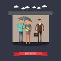 Bus stop concept vector illustration in flat style