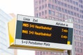 Bus stop electronic indicator in Berlin. Writings read: Line, De