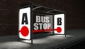 Bus stop with glowing billboard at night Royalty Free Stock Photo