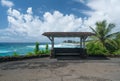 Bus stop by Hamoa Beach near Hana on Hawaiian island of Maui Royalty Free Stock Photo