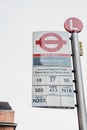 Bus stop on Harley Street, London, UK.