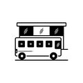 Black solid icon for Bus stop, station and travel Royalty Free Stock Photo