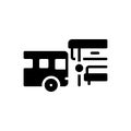 Black solid icon for Bus Stop, school and transport