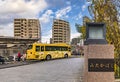 Bus stop for Japanese Ghibli Animation Museum at Mitaka Station square in Tokyo