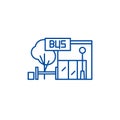 Bus stop line icon concept. Bus stop flat  vector symbol, sign, outline illustration. Royalty Free Stock Photo