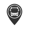 Bus on the map pointer graphic icon