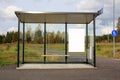 Bus Stop Shelter with Blank Billboard Royalty Free Stock Photo