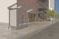 Bus Stop Bus Shelter Mockup 3D Rendering Royalty Free Stock Photo
