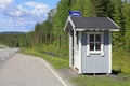 Bus Stop Shelter by Scenic Summer Road Royalty Free Stock Photo