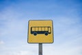 Bus stop sign with blue sky background Royalty Free Stock Photo