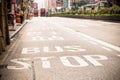 Bus stop sign close-up at Hong Kong Royalty Free Stock Photo