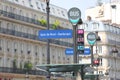 Bus stop sign public transport Paris France