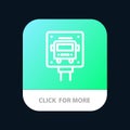 Bus, Stop, Sign, Public Mobile App Button. Android and IOS Line Version