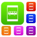 Bus stop sign set collection Royalty Free Stock Photo
