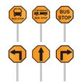 Bus Stop Sign . yellow sign Isolated road warning