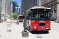 Bus stop station near the Wrigley building in Chicago.