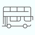 Bus thin line icon. Double-decker bus vector illustration isolated on white. London city tour bus outline style design Royalty Free Stock Photo