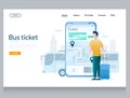 Bus ticket vector website landing page design template Royalty Free Stock Photo