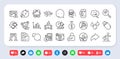 Bus, Timer and Search text line icons pack. For web app. Social media icons. Vector