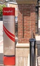 Bus top sign near Amtrak train station Royalty Free Stock Photo