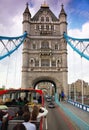 In bus on Tower Bridge in London.