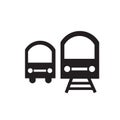 Bus and Train Silhouettes icon vector sign and symbol isolated on white background, Bus and Train Silhouettes logo concept