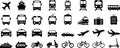 Bus, tram, trolleybus, subway, train, ship, bicycle and car flat icons as signs of transport Royalty Free Stock Photo