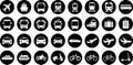 Bus, tram, trolleybus, subway, train, ship, bicycle and car icons as signs of transport Royalty Free Stock Photo