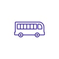 Bus transport people public tour line icon. School car tourism