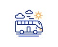 Bus travel line icon. Trip transport sign. Vector