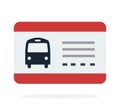 Bus travel ticket vector flat material design isolated object on white background. Royalty Free Stock Photo