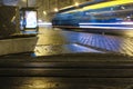 Bus traveling in Moscow at night