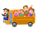 bus trip family isolated illustration