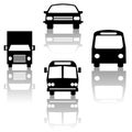 Bus truck car and train silhouettes Royalty Free Stock Photo