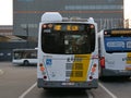 A bus (Van Hool hybrid) of De Lijn (company) is out of service at Bruges station.