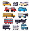 Bus vector public transport tour or city vehicle schoolbus sightseeing-bus transporting passengers illustration Royalty Free Stock Photo