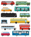 Bus vector public transport tour or city vehicle transporting passengers schoolbus and transportable car illustration Royalty Free Stock Photo