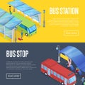 Bus waiting station isometric 3D posters