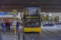 Bus, which is used in public transport, at a bus stop in Berlin-Steglitz, Germany